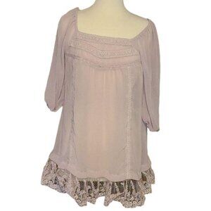 Blue Bird Lace Sheer Pink Cottagecore Blouse